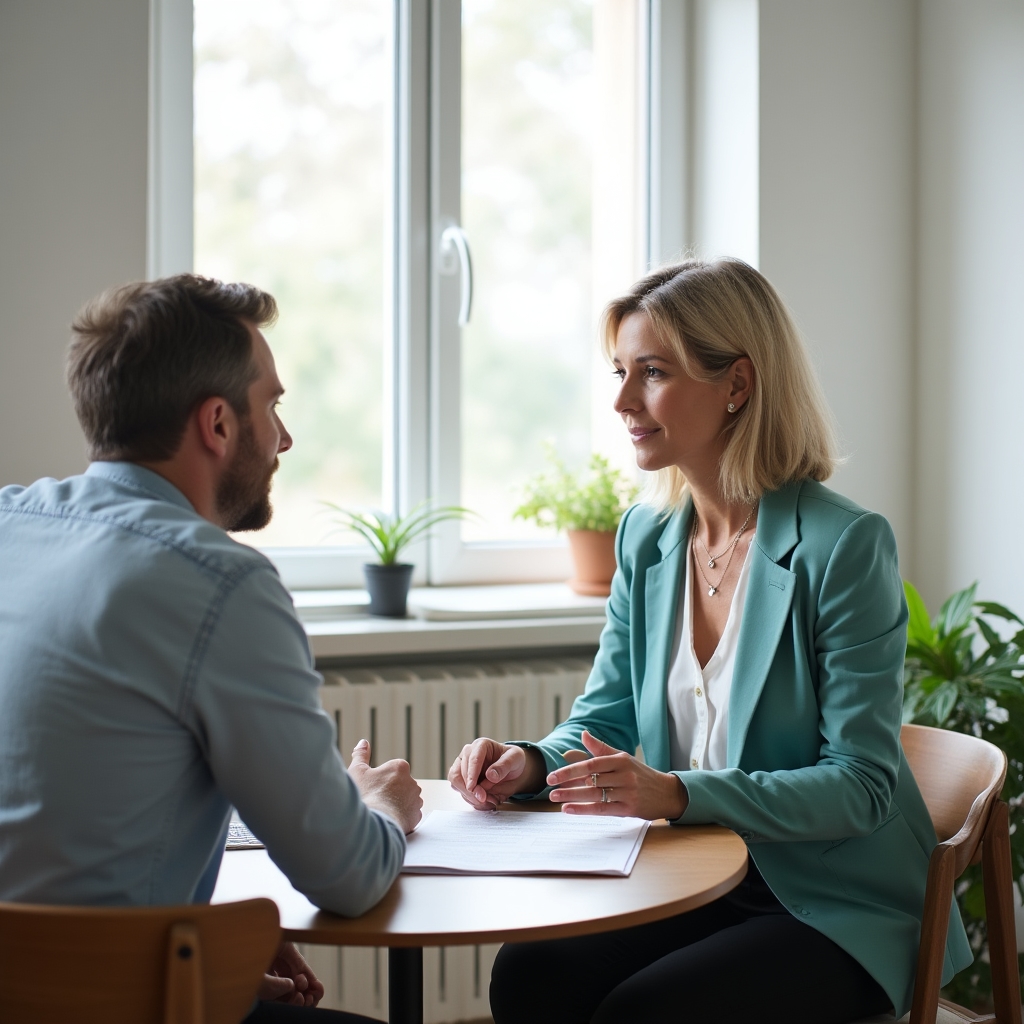 Sesiune de consultanță financiară între consultant și client