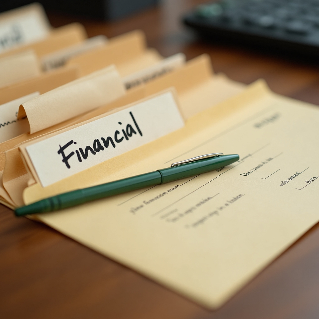 Documente financiare organizate pe un birou
